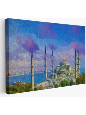 Sultan Ahmet Camii Yağlıboya Görünüm Kanvas Duvar TABLOSU-3691