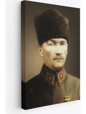 Atatürk Portre Tablosu Mustafa Kemal Atatürk Dikdörtgen Dekoratif Kanvas Tablo-Ck-61