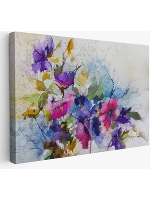 Modern Sanat Soyut Çiçekler Dekoratif Kanvas Duvar TABLO-3650