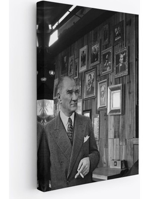 Atatürk Portre Tablosu Mustafa Kemal Atatürk Dikdörtgen Dekoratif Kanvas TABLO-FK-135
