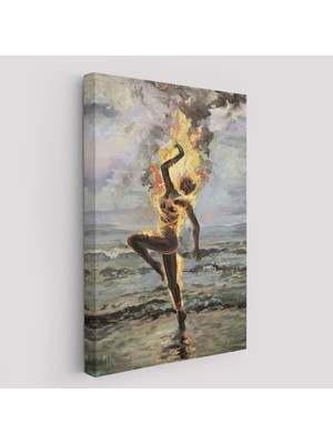Yanarken Dans Eden Kadın Duvar TABLOSU-6243