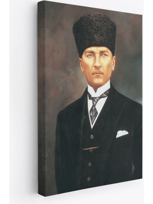 Atatürk Portre Tablosu Mustafa Kemal Atatürk Dikdörtgen Dekoratif Kanvas Tablo-Cö-65