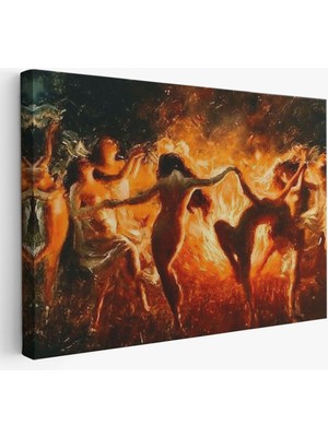 Şabat Ayinin De Ateş Etrafında Dans Eden Kadınlar TABLOSU-6568