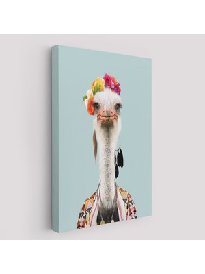 Insan Kıyafetli Deve Kuşu Dekoratif Duvar Tablosu -6286