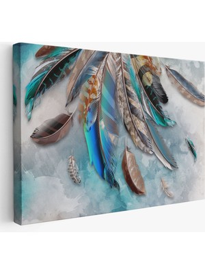 Kuş Tüyü Dekoratif Kanvas Duvar Tablosu -3423