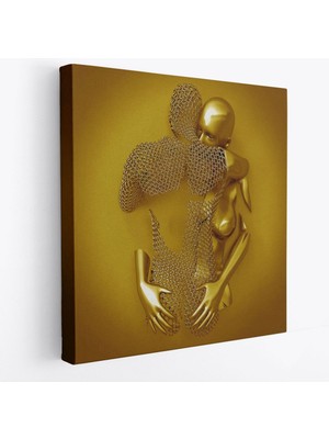 Metalik 3D Efektli Altın Insan Kanvas Tablo, Modern Duvar DEKORU-5368