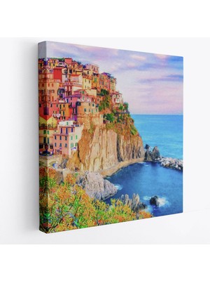 Manarola Cinque Terre Italya Manzaralı Kanvas TABLO-5864