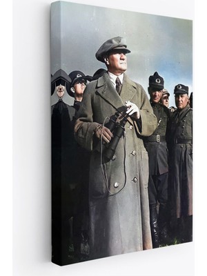 Atatürk Portre Tablosu Mustafa Kemal Atatürk Dikdörtgen Dekoratif Kanvas TABLO-FG-131