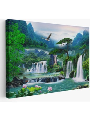 Şelale Manzaralı Dekoratif Kanvas Duvar TABLOSU-3676