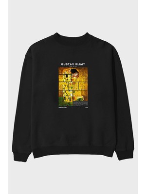 Gustav Klimt The Kiss Ön Baskılı Oversize Sweatshirt Erkek Kadın Unisex