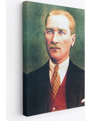 Atatürk Portre Tablosu Mustafa Kemal Atatürk Dikdörtgen Dekoratif Kanvas Tablo-Cs-69
