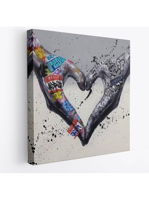 Graffiti Kalp Burcu Eller, Banksy Posteri, Kanvas Tablo, Pop ART-5343