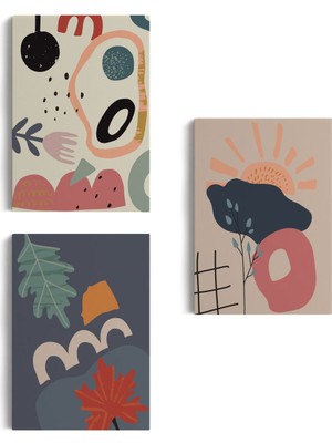 Çağdaş, Modern, Soyut Pastel 3 Lü Duvar Tabblo Seti-Aı-9