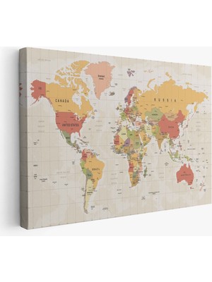 Dünya Haritası Dekoratif Kanvas Tablo 1078