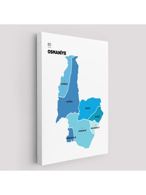 Osmaniye Ili ve Ilçeler Haritası Dekoratif Kanvas Tablo 1438