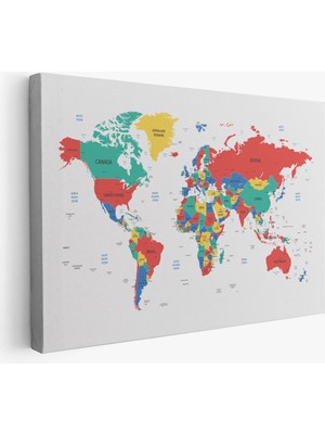 Dünya Haritası Dekoratif Kanvas Tablo 1081