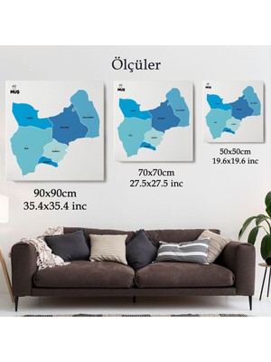 Muş Ili ve Ilçeler Haritası Dekoratif Kanvas Tablo 1426