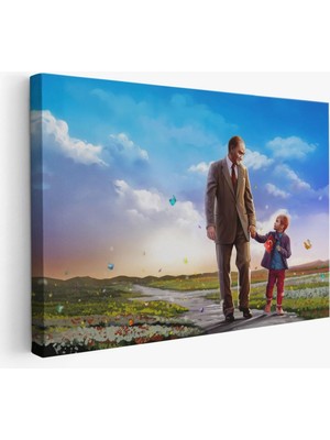 Çocuk Bayramı Temalı Mustafa Kemal Atatürk ve Çocuklar Dekoratiftablo(Tek Parça)-Df-84