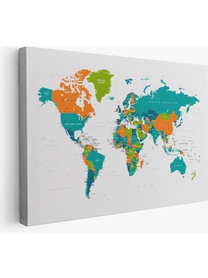 Dünya Haritası Dekoratif Kanvas Tablo 1085