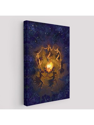 Şabat Ayini Yapan Cadıların Ateş Etrafındaki Dans TABLOSU-6354