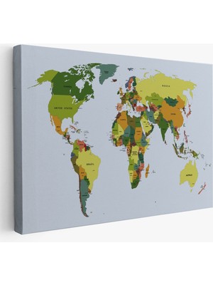 Dünya Haritası Dekoratif Kanvas Tablo 1049