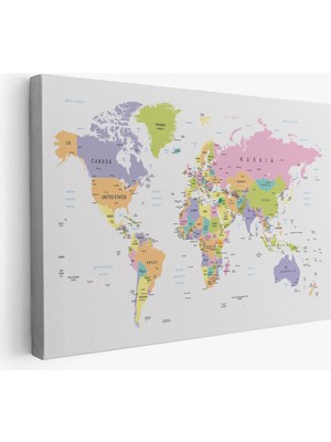 Dünya Haritası Dekoratif Kanvas Tablo 1064
