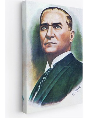 Atatürk Portre Tablosu Mustafa Kemal Atatürk Dikdörtgen Dekoratif Kanvas Tablo-Cr-68
