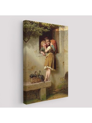 Pencerede Sohbet Eden Çocuklar Tablosu, Johann Georg Meyer Von BREMEN-6305