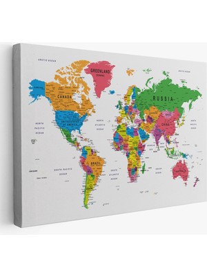 Dünya Haritası Dekoratif Kanvas Tablo Son Derece Detaylı ve Eğitici 1572