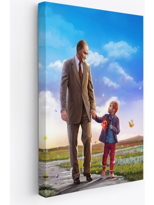 Atatürk ve Çocuk El Ele Kanvas TABLO-GA-150