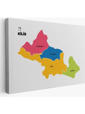 Kilis Ili ve Ilçeler Haritası Dekoratif Kanvas Tablo 1388