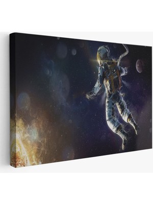 Astronot Duvar Sanatıkanvas Tablo, Uzay Posteri, Astronot Uzayda, Gezegen Arka PLANI-5381