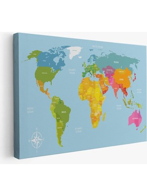 Dünya Haritası Dekoratif Kanvas Tablo 1072