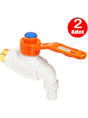 Plastik Musluk Metal Kollu 1/2 Küresel Bahçe Şadırvan Çeşme Musluğu -2 Adet