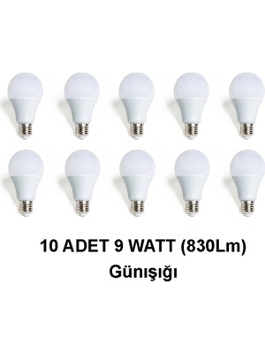 LED Ampul 9 Watt (830LM) 10 Adet