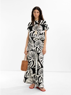 Desenli Dökümlü Pantolon