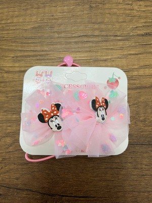 Kız Çocuk Minnie Mouse Mickey Mouse Boncuk Tüllü Simli 1 Çift Lastik Toka Mini Miki Maus