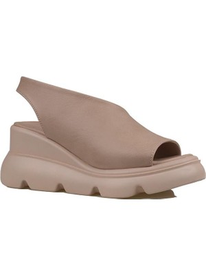 Trend Adımlar Vizon Kalın Taban Ultra Hafif Yan Kapalı Kadın Sandalet