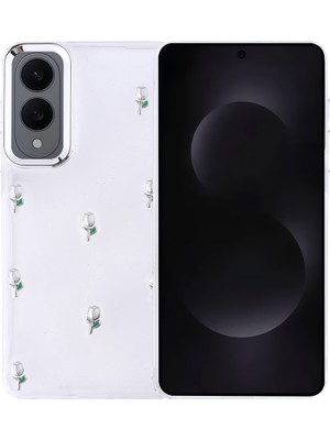 Galaxy S25 Edge Kılıf Airbag Tasarımlı Simli Şeffaf Xemu Kutup Kapak - Lale