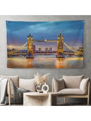Londra Köprüsü Gece Manzara Duvar ÖRTÜSÜ-HALISI-6638