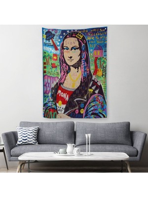 Banksy Renkli Mona Lisa Duvar Örtüsü - Halısı, Pop Art, Sokak Sanatı, Duvar Örtüsü - HALISI-5305