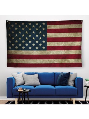 Amerika Birleşik Devletleri Bayrağı Rustik Kanvas Duvar ÖRTÜSÜ-HALISI-5412