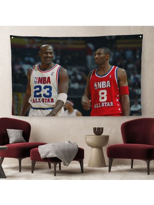 Michael Jordan ve Kobe Bryant Kanvas Duvar ÖRTÜSÜ-HALISI-5153
