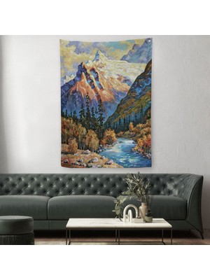 Soçhi Nehri Rusya Yağlıboya Görünüm Dekoratif Duvar Örtüsü - HALISI-5935