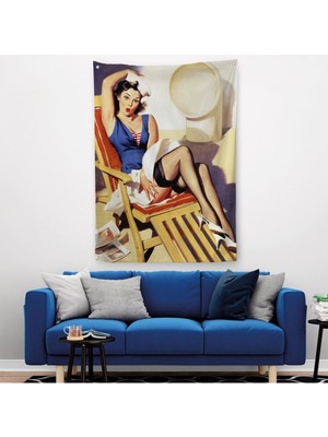 Sailor Pin Up Dekoratif Duvar Örtüsü-Halısı - Denizci KIZ-6459