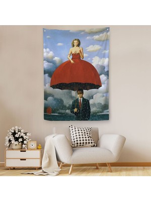 Kırmızı Elbiseli Kadın Sürreal Duvar Örtüsü - HALISI-6022