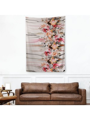 Renkli Çiçek Desenli Dekoratif Duvar Örtüsü - HALISI-6282