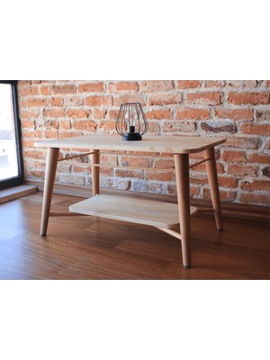 Masif Doğal Ahşap Iskandinav Stil Ham Renk Dikdörtgen Orta Sehpa