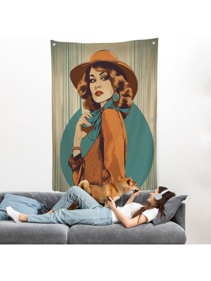 Güzel Retro Kadın Duvar ÖRTÜSÜ-8069