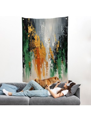 Yağlıboya Görünümlü Soyut Duvar ÖRTÜSÜ-7641